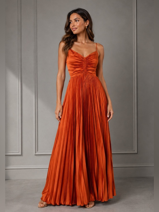 Petal & Pup Dresses & Skirts - PETAL & PUP NAIRA PLEATED MAXI DRESS - SUNSET ORANGE SIZE 10 B358